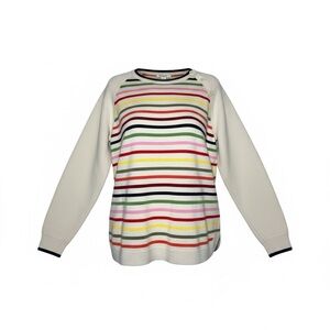 Vtg Style Talbots Rainbow Striped Sweater Soft Wool Blend M Crewneck Lambswool